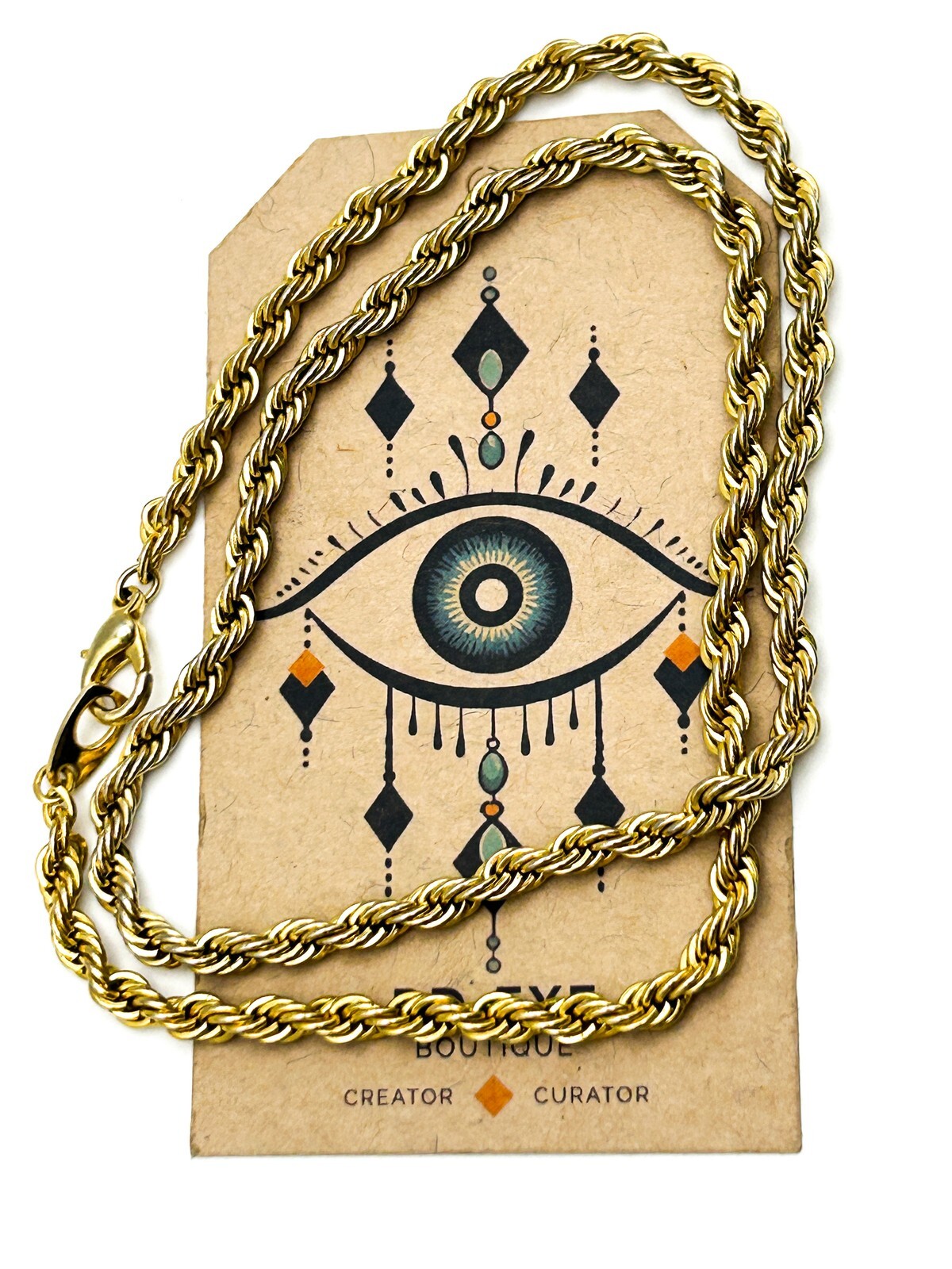 Gold Tone Rope Chain Necklace 18” Twisted Chain Minimal Classic Everyday