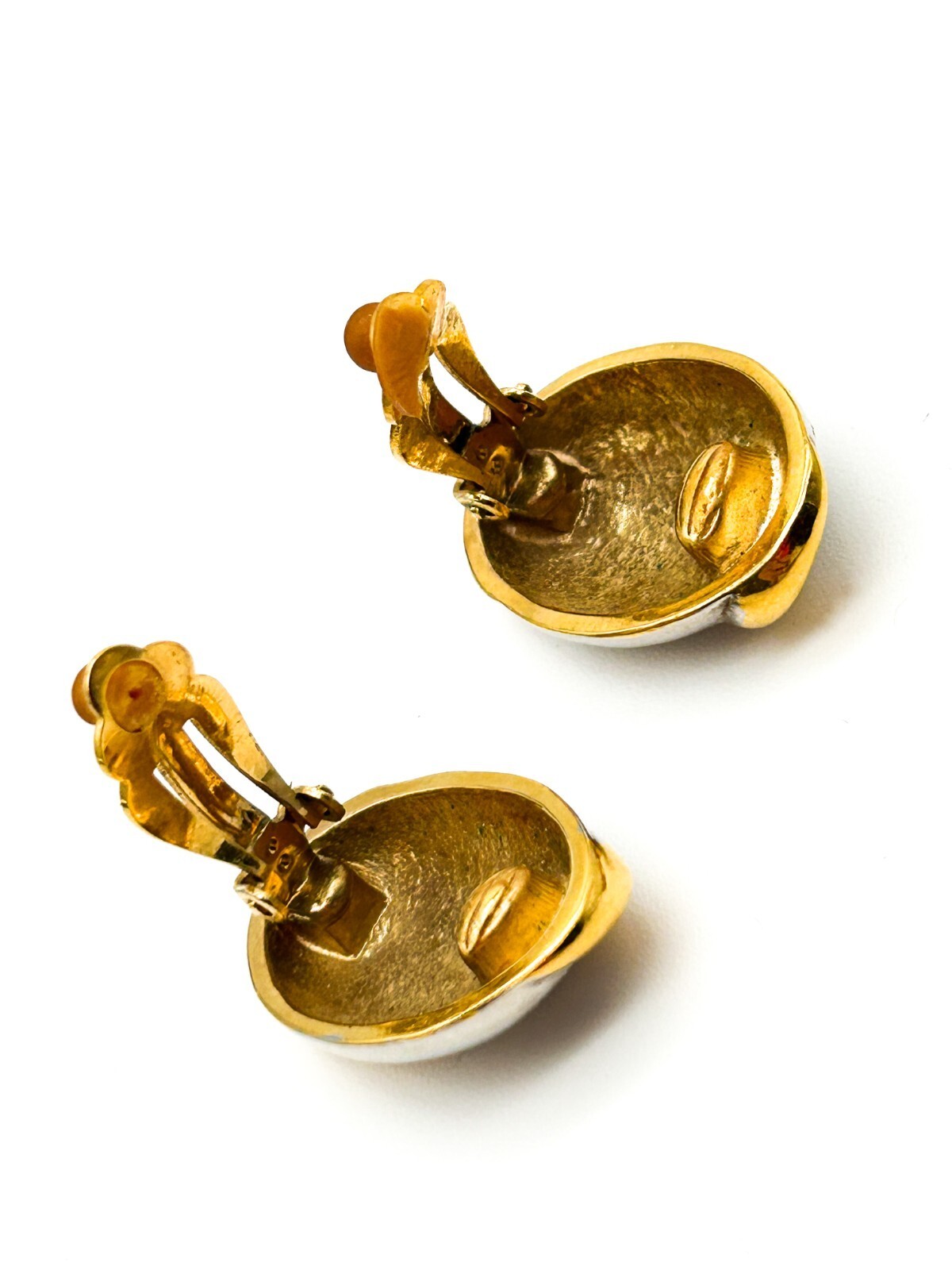 Vintage Chunky Gold and Silver Tone and Enamel Clip On Earrings Bundle 80s Retro