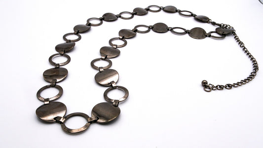 Gunmetal Disc & Hoop Statement Necklace