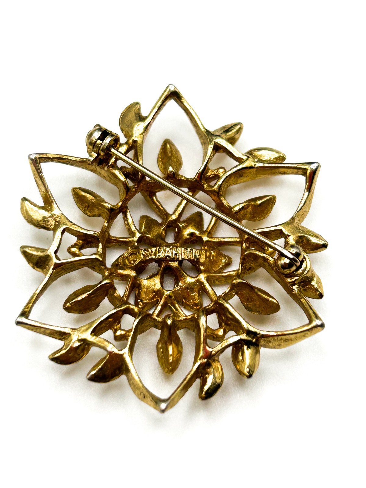 Vintage Signed Sarah Coventry Floral Filigree Brooch [SARAHCOV]
