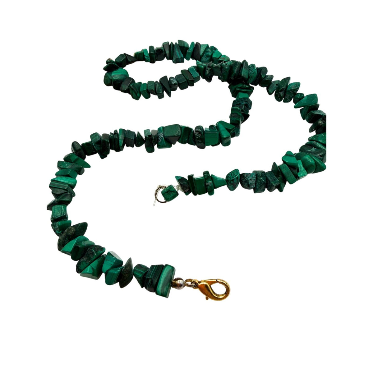 Vintage Malachite Chip Necklace - Semi-precious Gemstones - 19" - Boho, Green