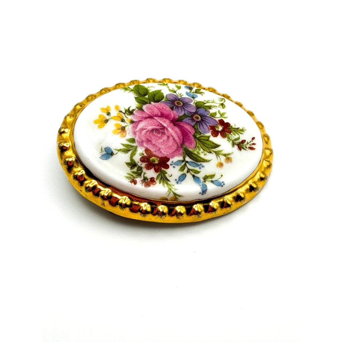 Vintage (60s-70s) Fine Bone China Countess Brooch – Hand-Painted Floral Design