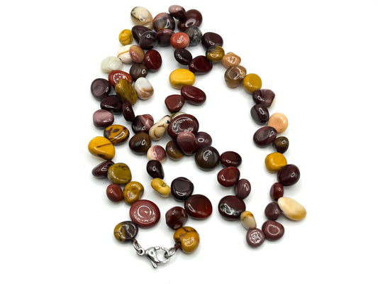 Mookaite Jasper Beaded Irregular Pebble-style Necklace - Gemstone Boho