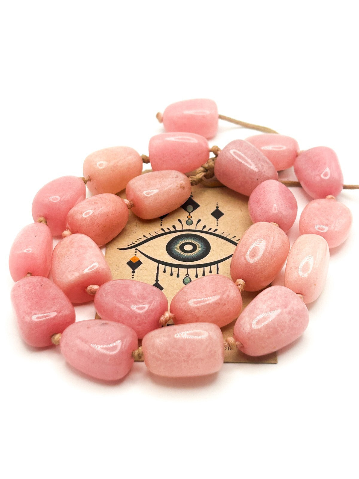 Lola Rose Pink Jade Chunk Necklace – Adjustable Cord boho
