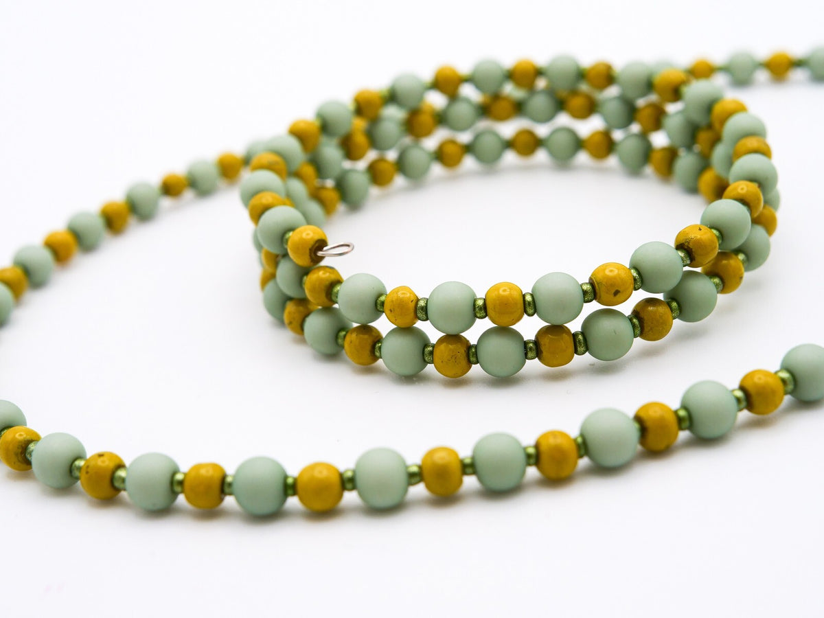Green Yellow Beaded Handmade - Earring, Necklace & Bracelet Set