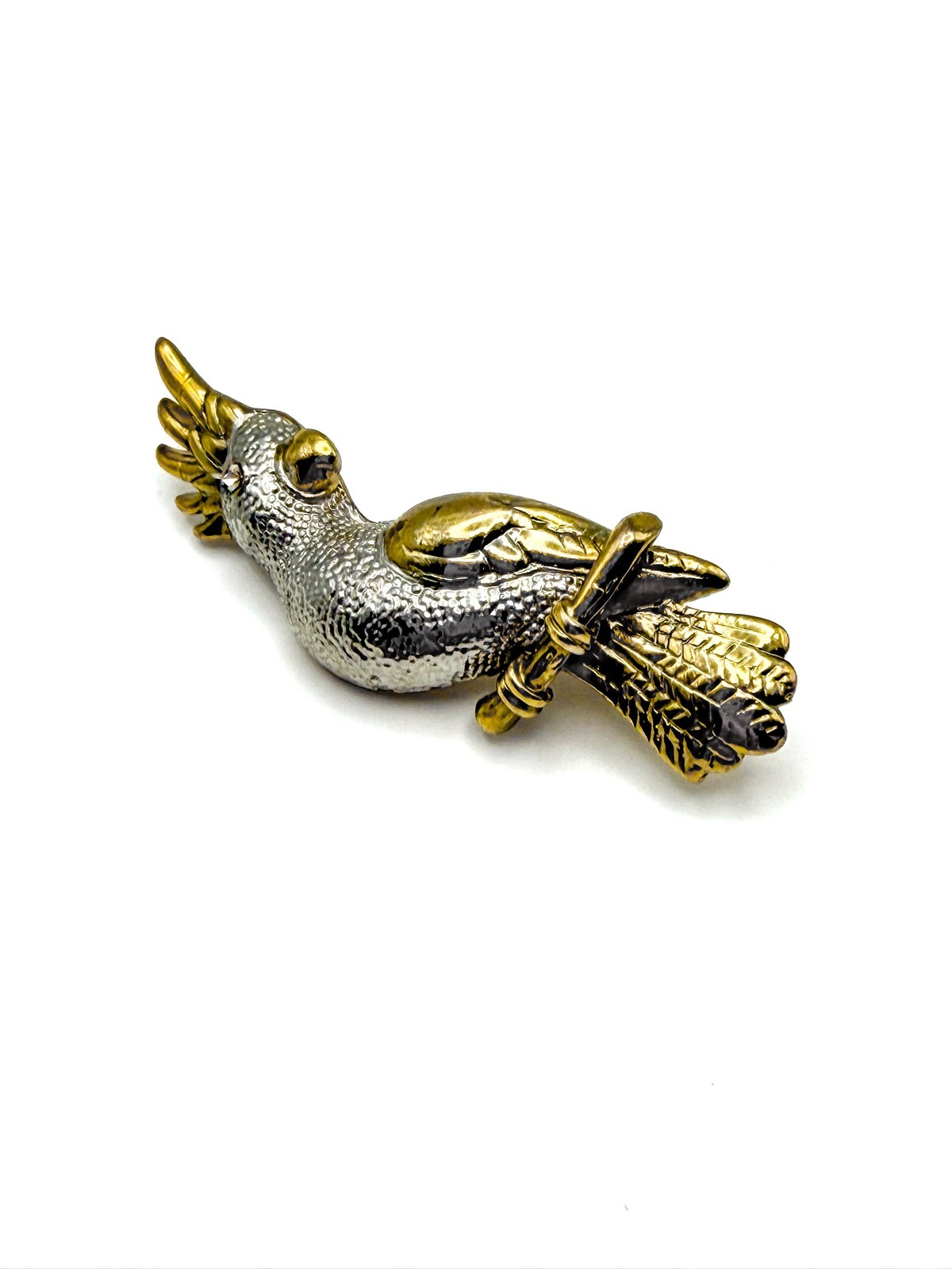 Vintage Cockatoo Brooch - Gold and Silver Tone Figural Design