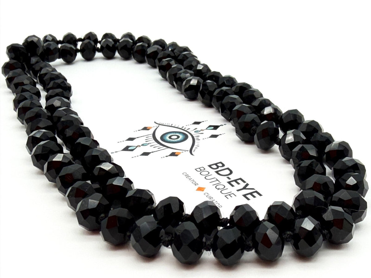 Faceted black glass necklace