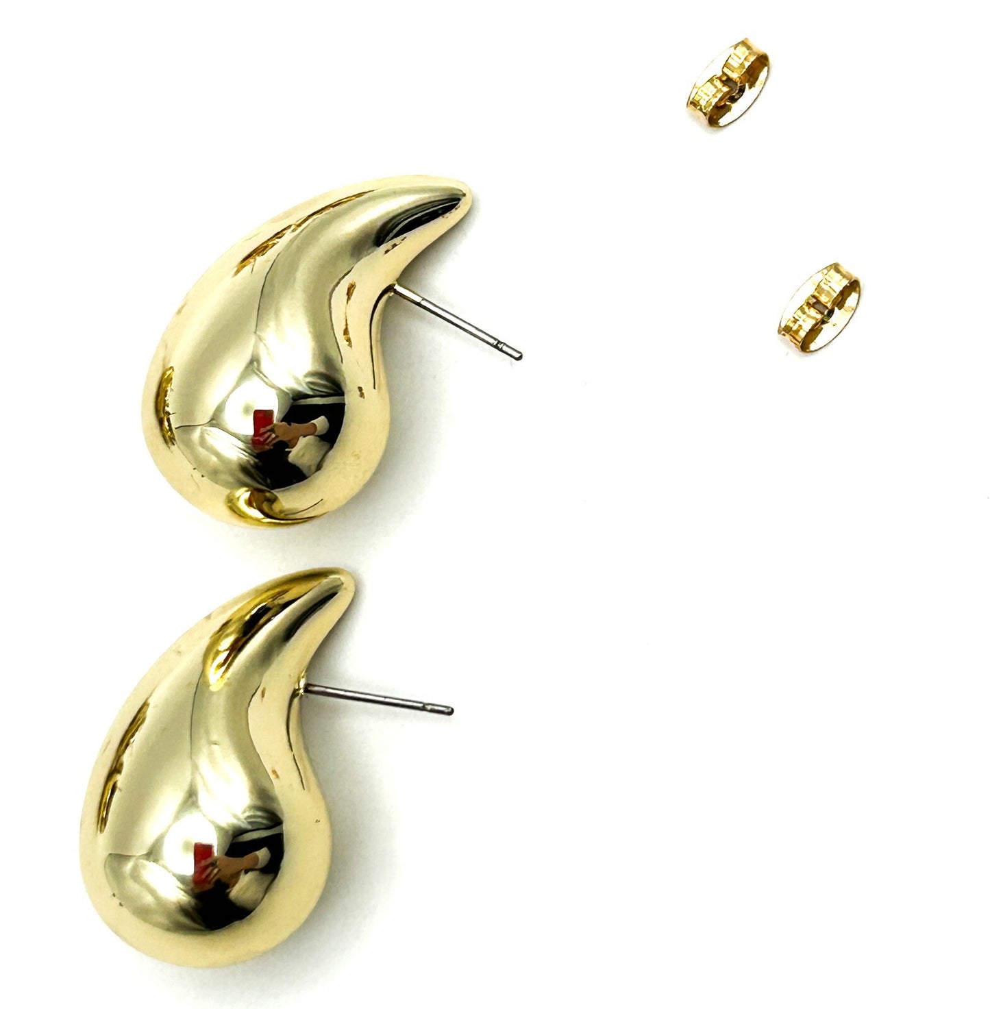 Gold Tone Statement Stud Earrings Set Knot Swirl Teardrop Trio
