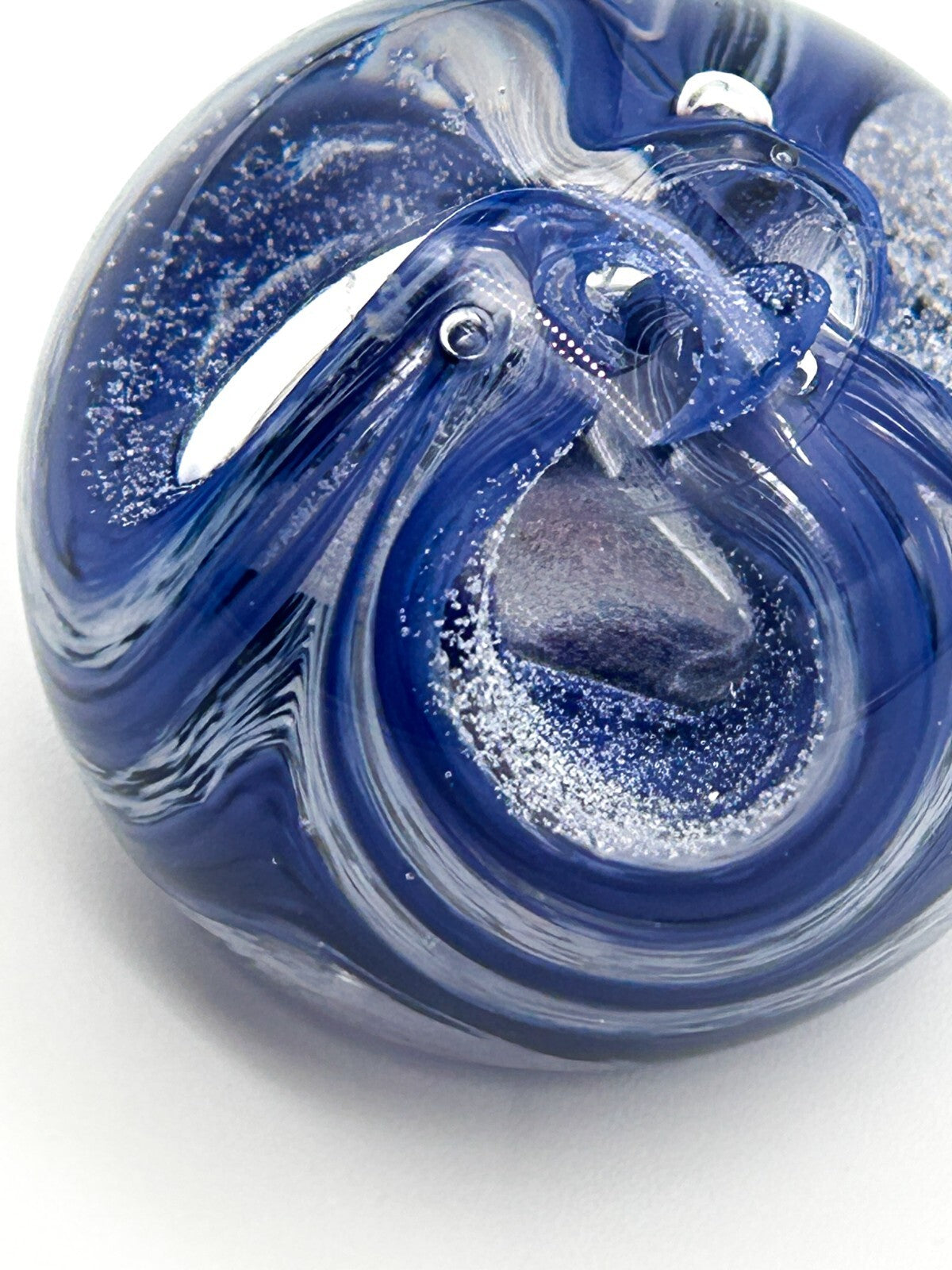 Vintage 1999 Signed SGL Blue Swirl 'Flourise' Paperweight Art Glass