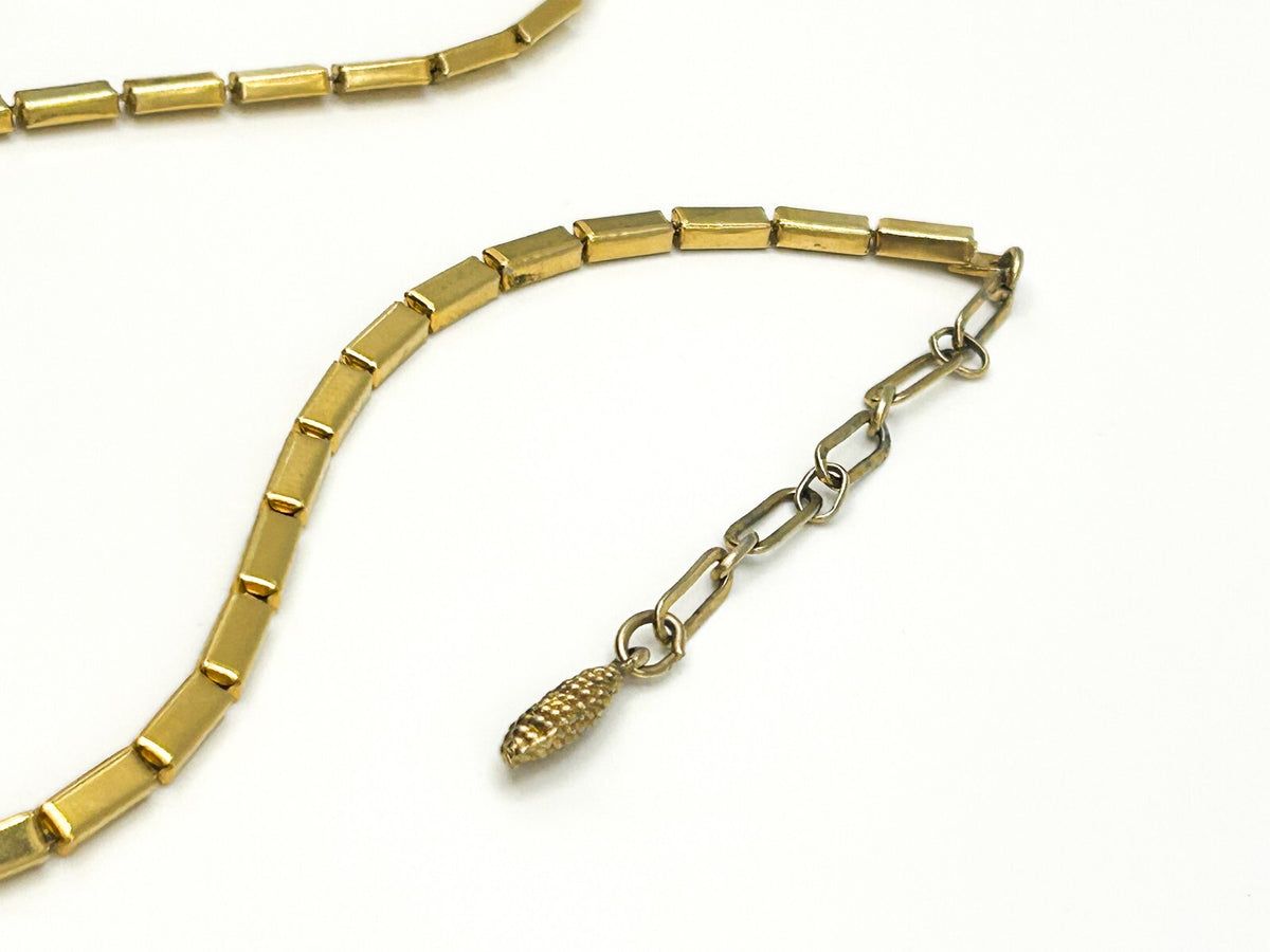 Vintage Pennino Gold Tone & Turquoise Glass Necklace
