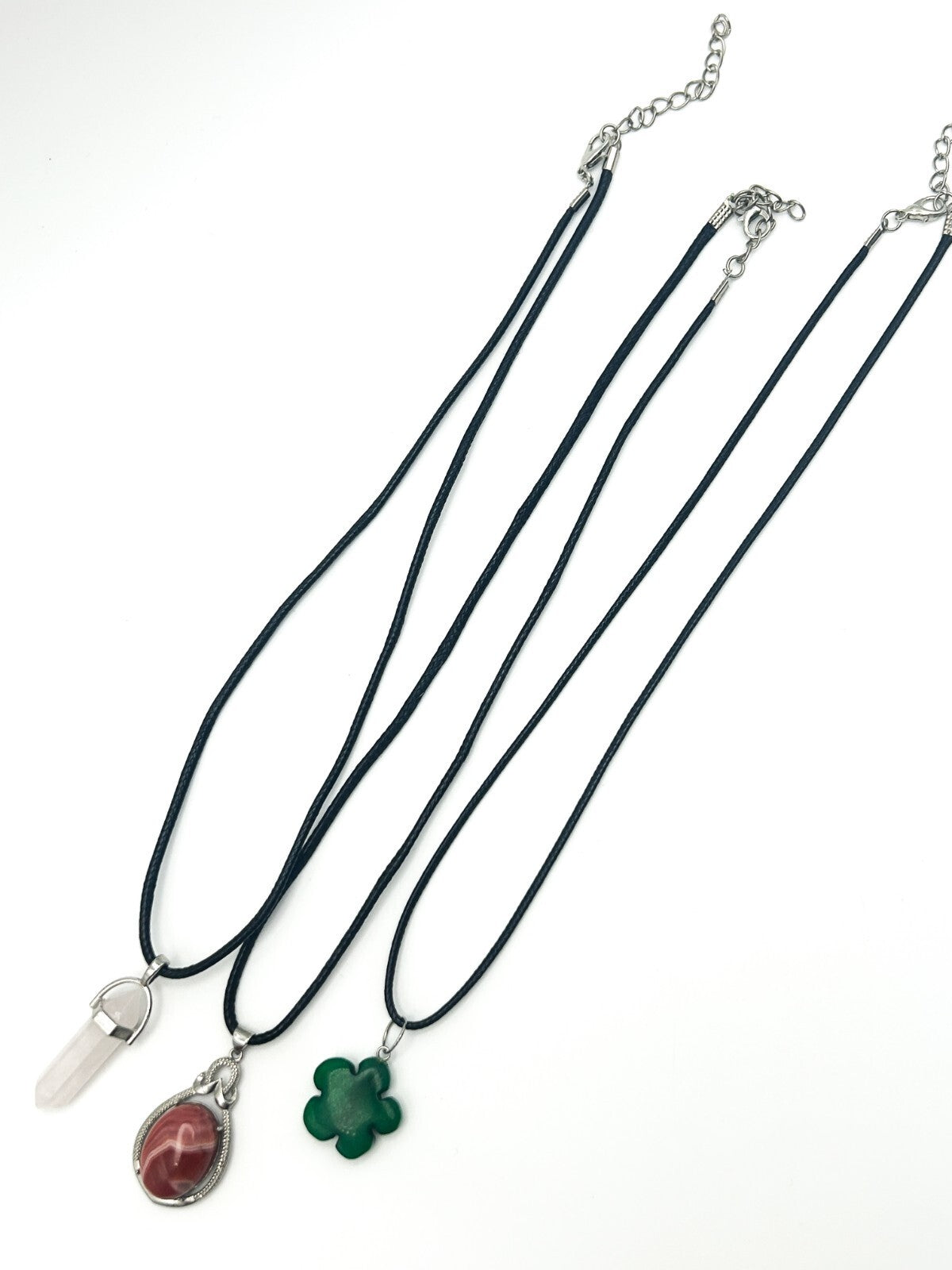 Gemstone Pendant Necklace Bundle – Rose Quartz, Agate, Aventurine