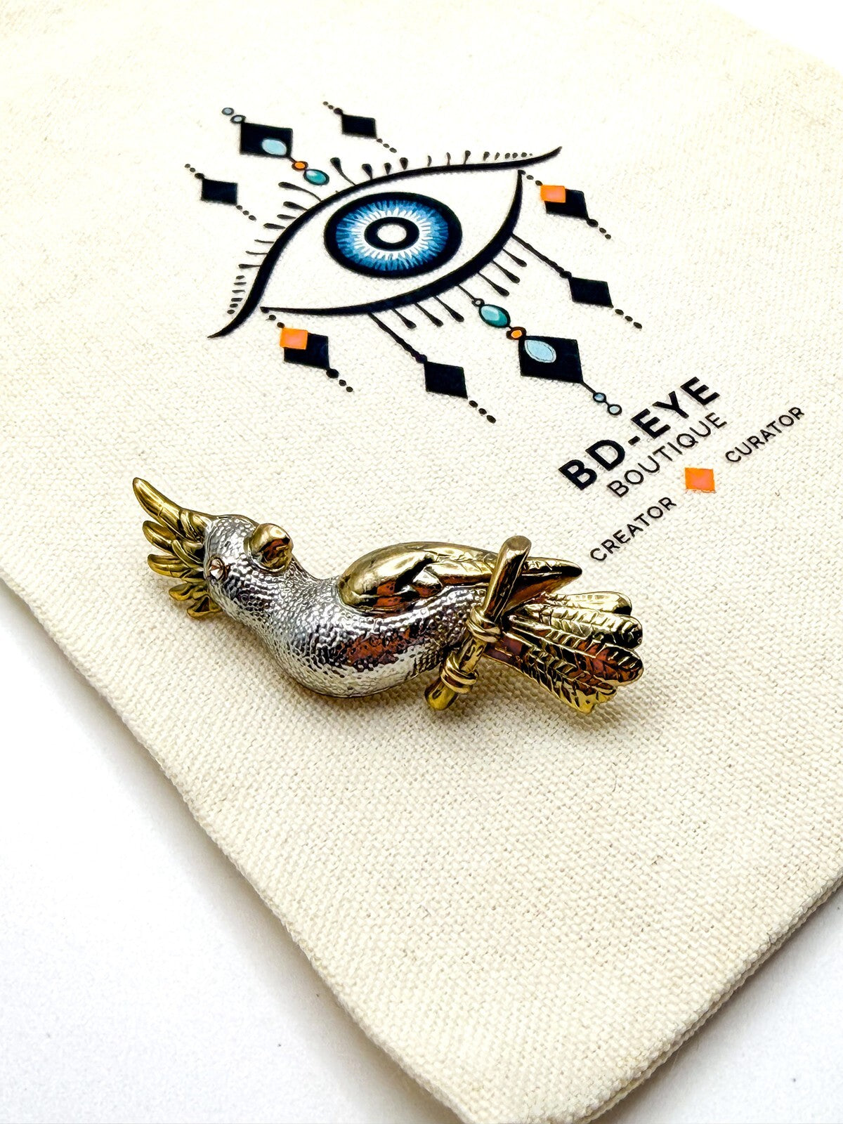 Vintage Cockatoo Brooch - Gold and Silver Tone Figural Design