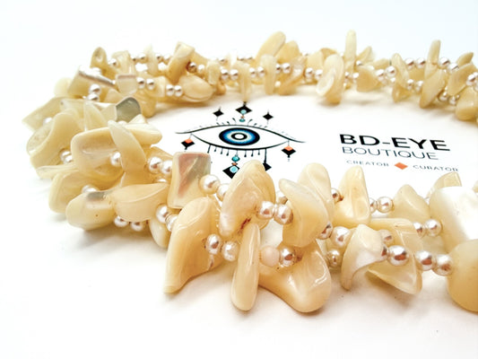 Vintage Mother of Pearl Chip Bead Continuous Strand Necklace