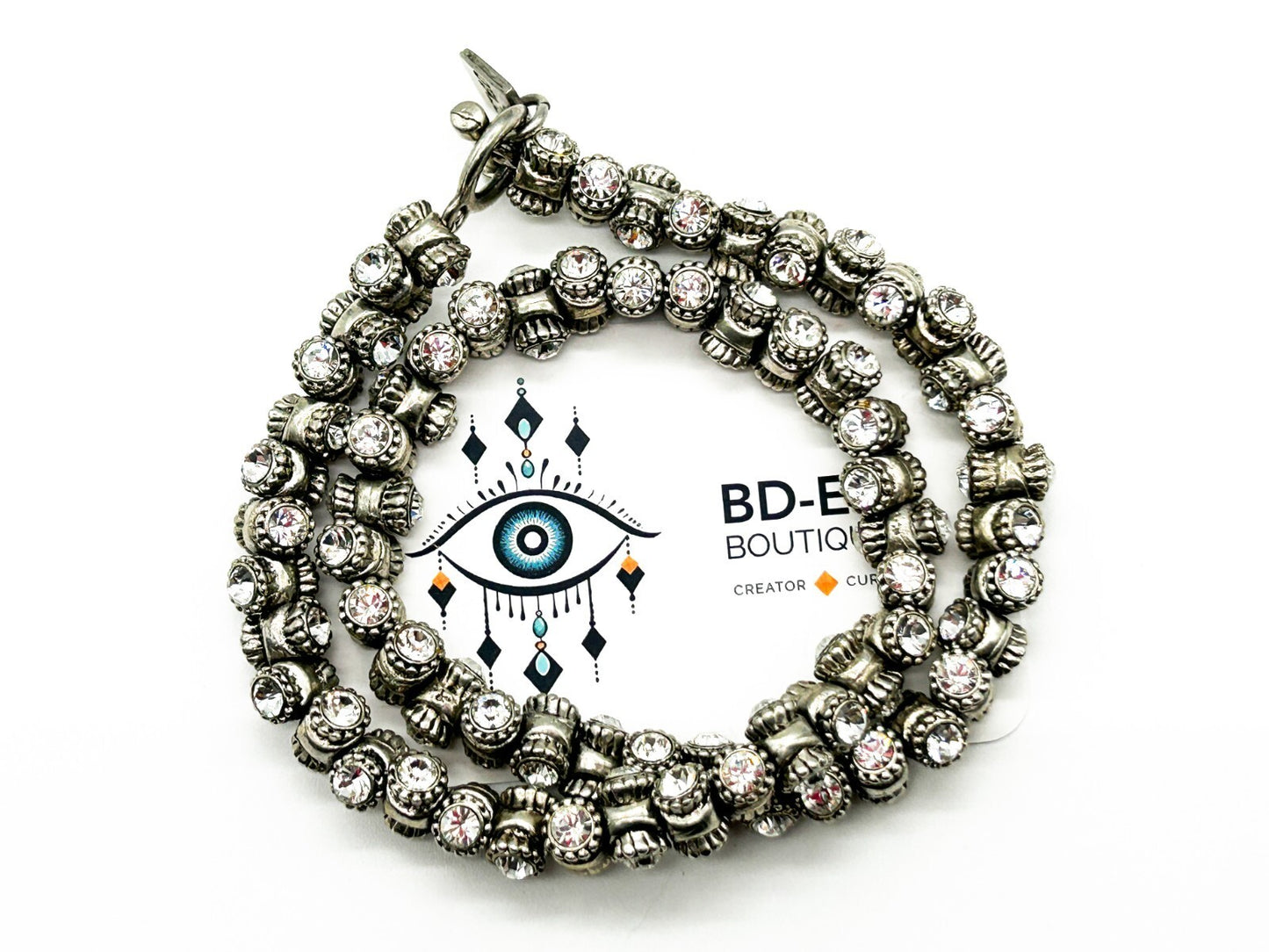 Roderigo Otazu Swarovski Crystal Silver Tone Barrel Choker Statement Necklace