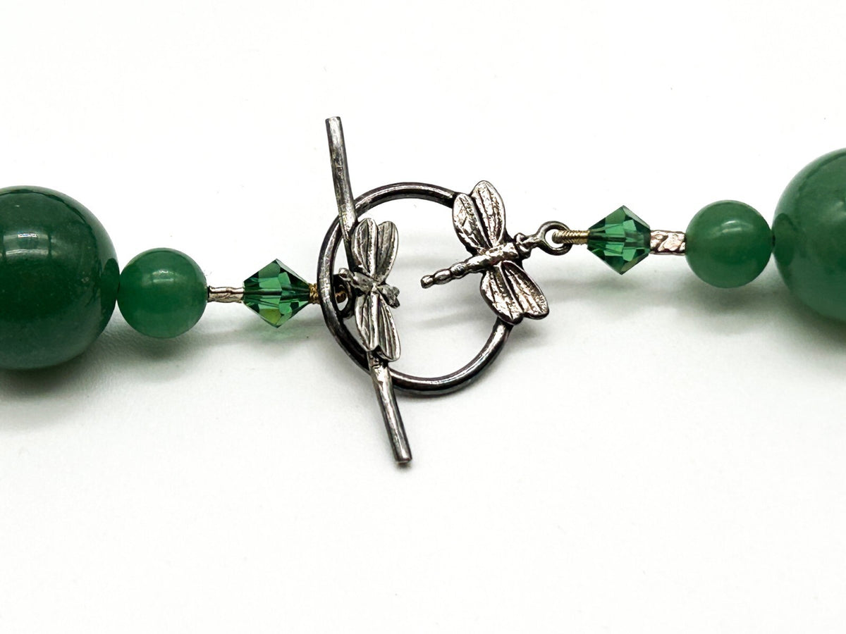 Aventurine Necklace & Earrings Set 925 Sterling Silver Pendant Bale 21”