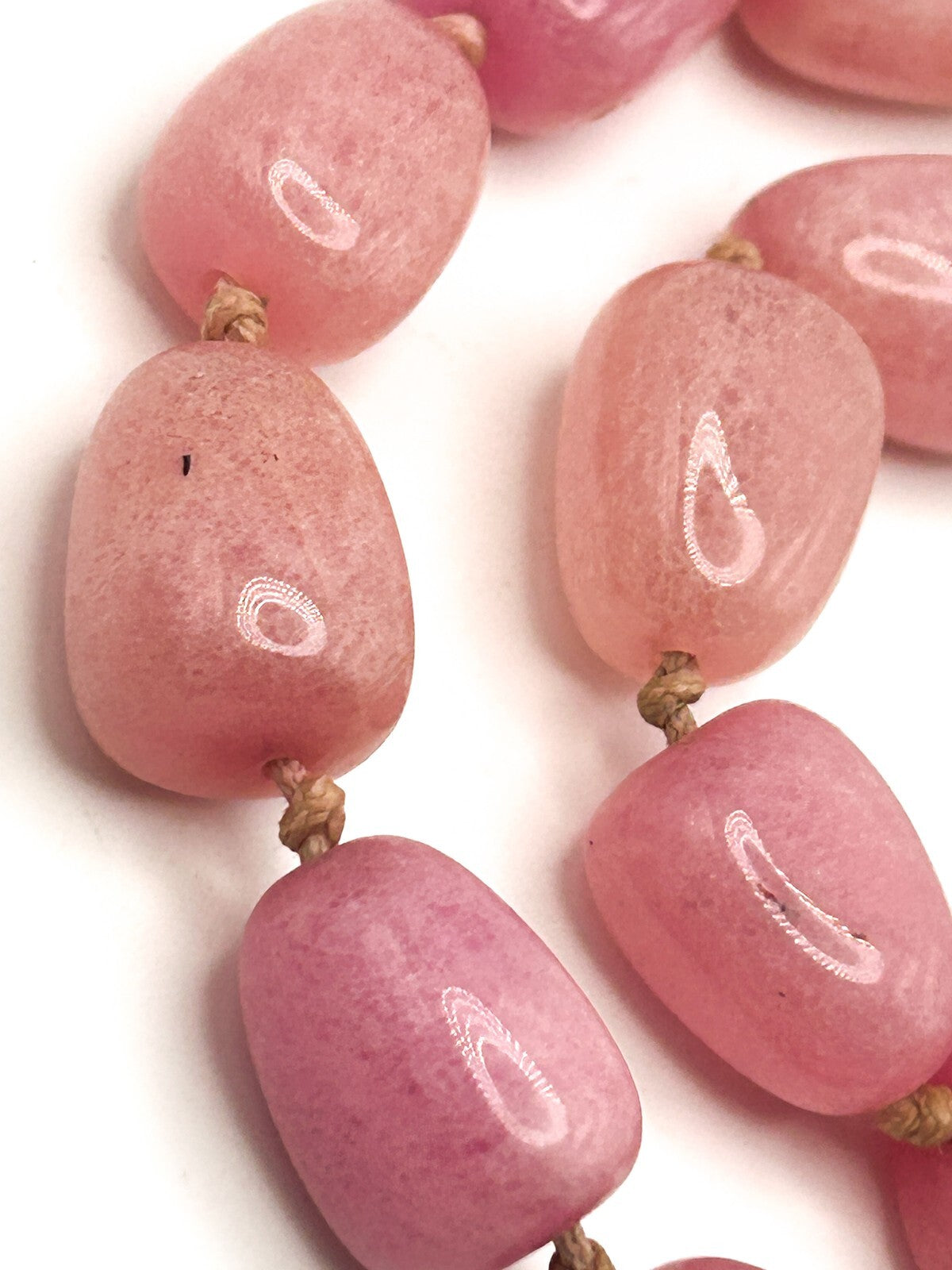 Lola Rose Pink Jade Chunk Necklace – Adjustable Cord boho