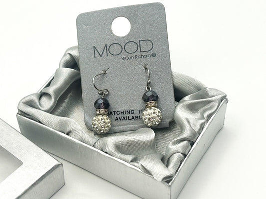 Jon Richard MOOD Crystal Drop Earrings Silver Tone AB Faceted Beads New Boxed