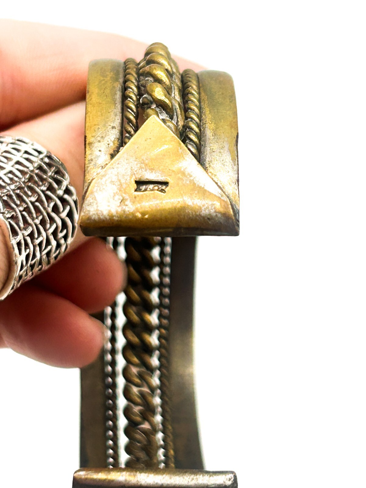 Vintage Bedouin Brass Cuff Bracelet Sinai Bohemian Rope Statement Bangle