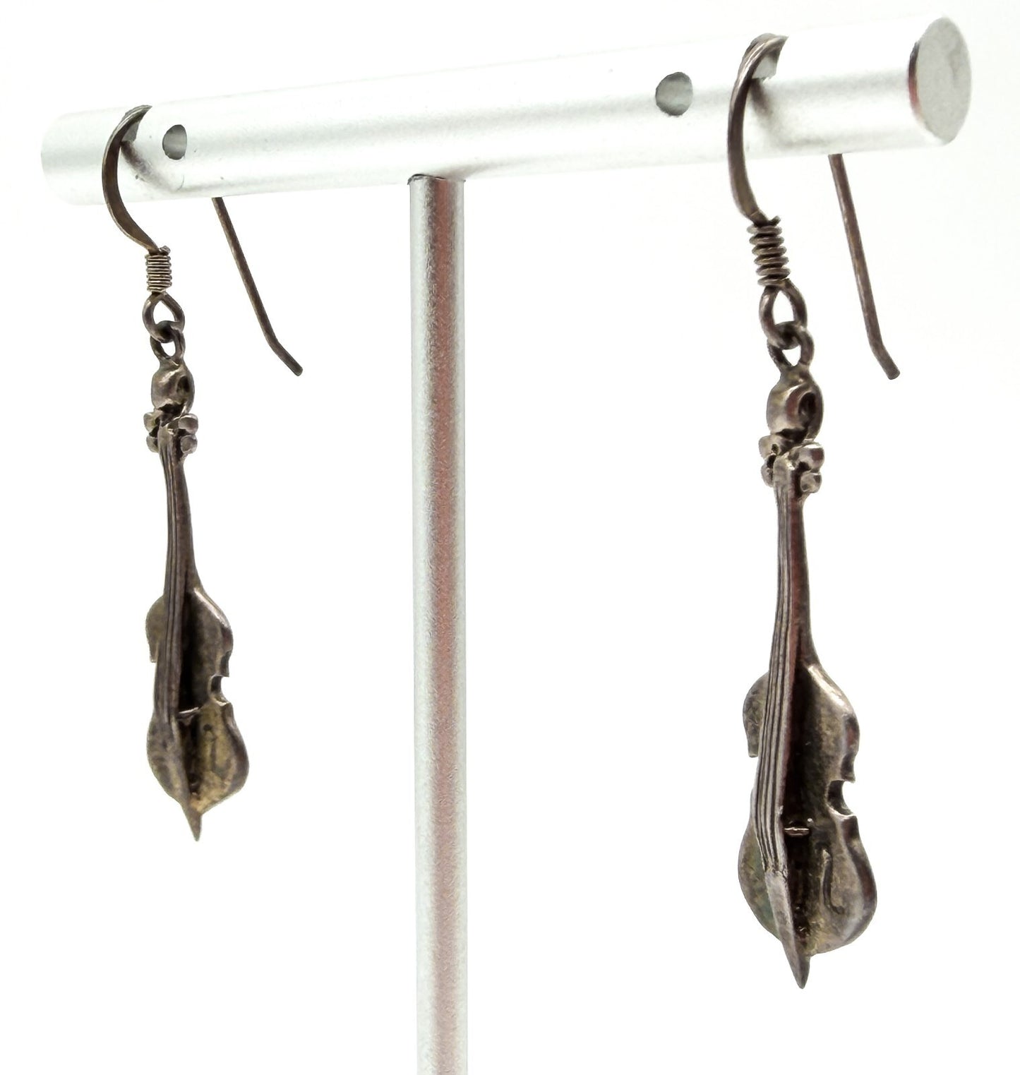 Sterling Silver 925 Double Bass Earrings Strings Instrument Novelty Music Gift