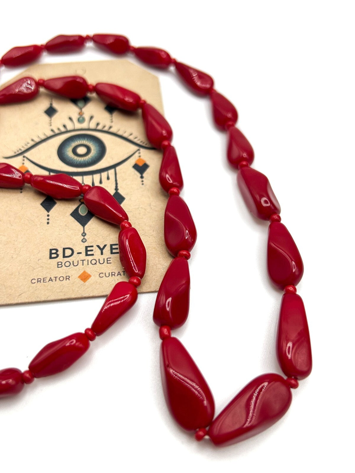 Vintage Red Glass Beaded Necklace