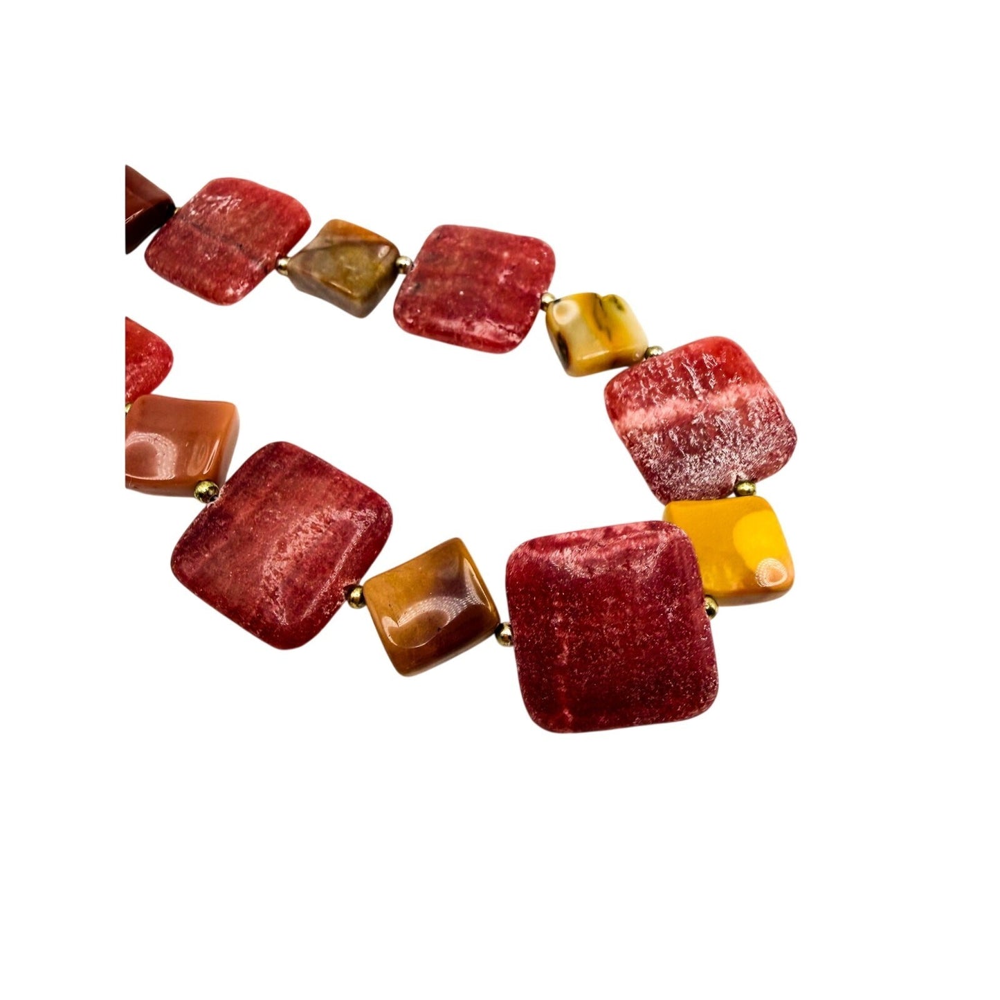 Chunky Rhodonite & Jasper Necklace - Substantial Semi-Precious Pink Gemstones