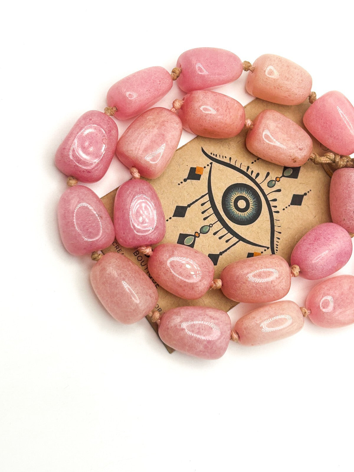 Lola Rose Pink Jade Chunk Necklace – Adjustable Cord boho