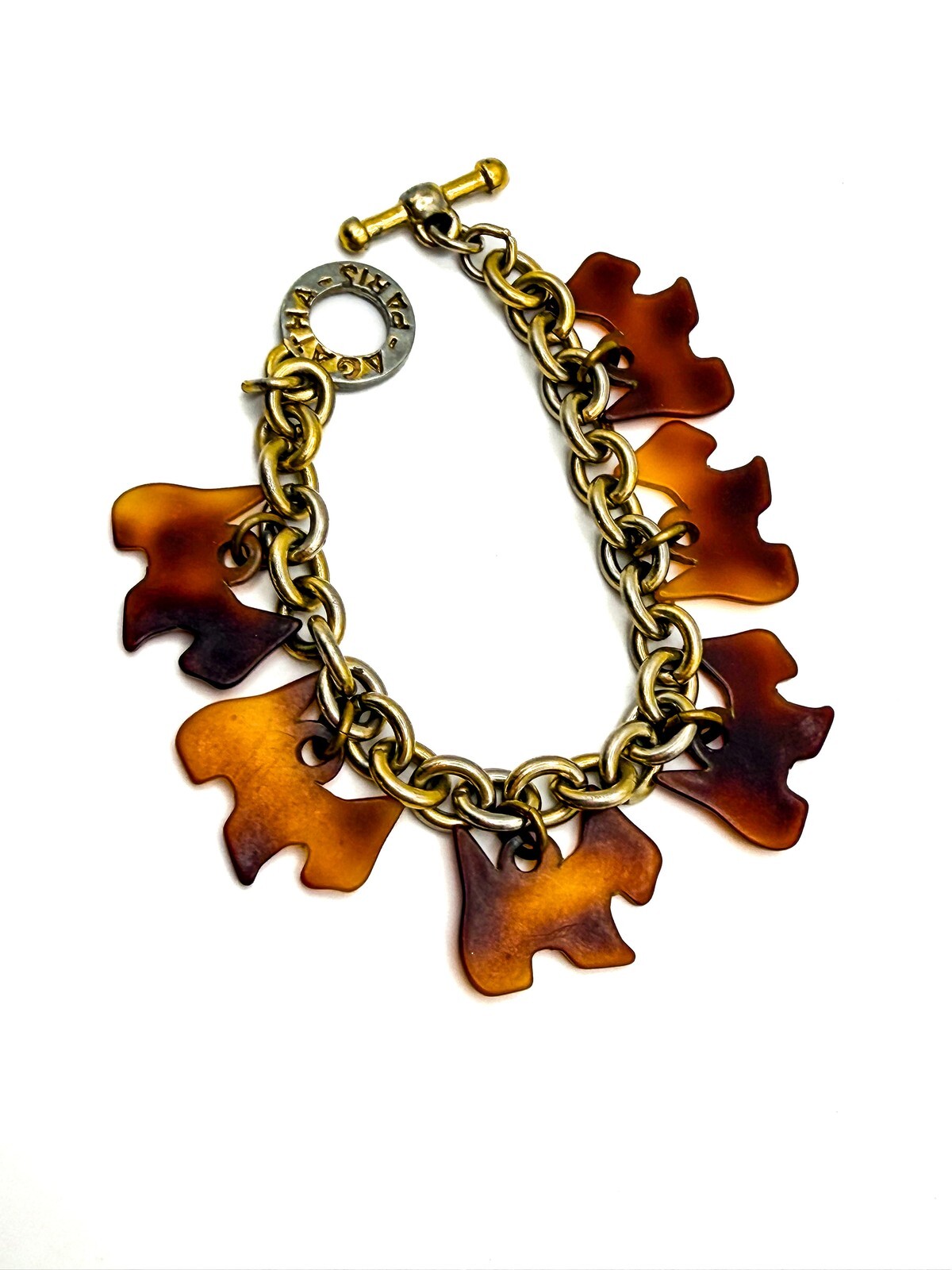 Vintage Agatha Paris Lucite Scottie / Scottish Terrier Dog Chain Bracelet