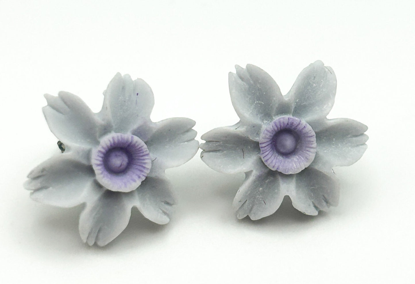 Vintage Handcast Floral Brooch & Earrings Set Pastel Resin Boxed Gift Set