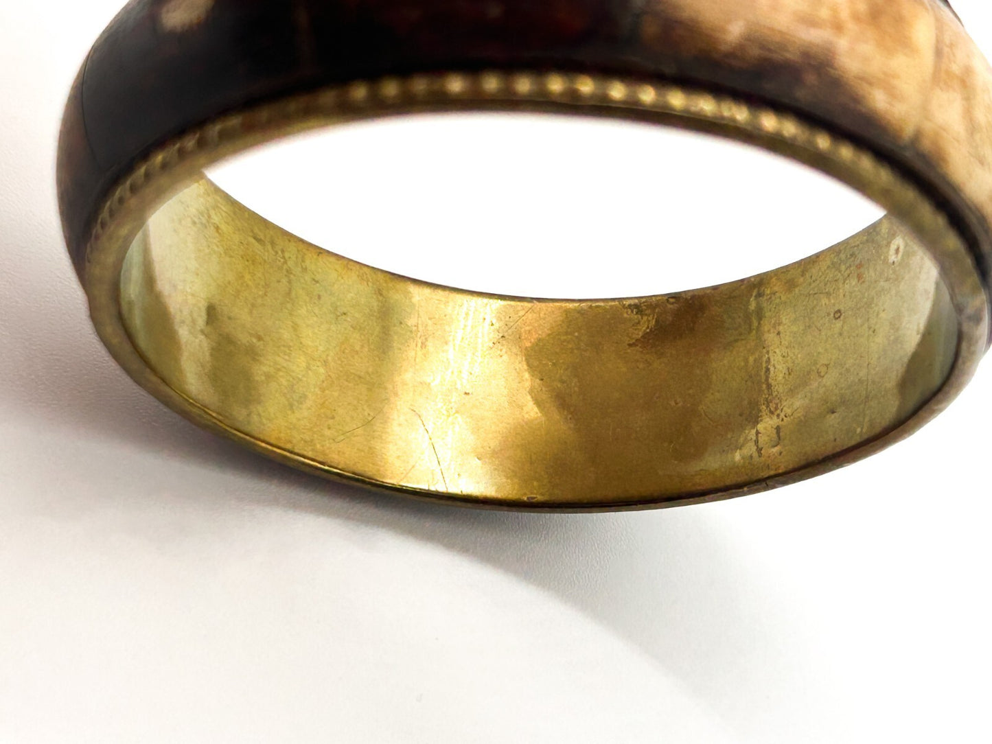 Vintage Natural Organic Material Brass Bangle Boho Natural Bracelet Bohemian 6.5