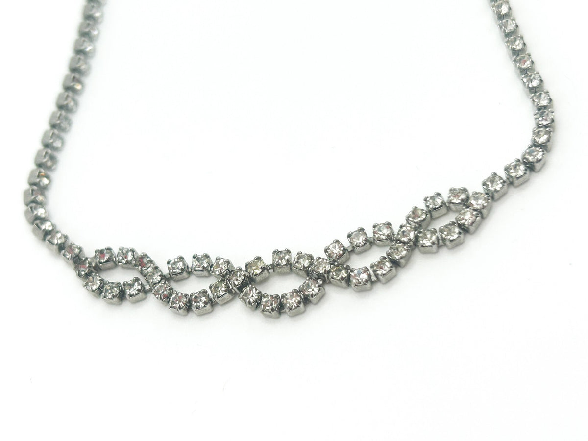 Vintage Rhinestone Infinity Design Necklace