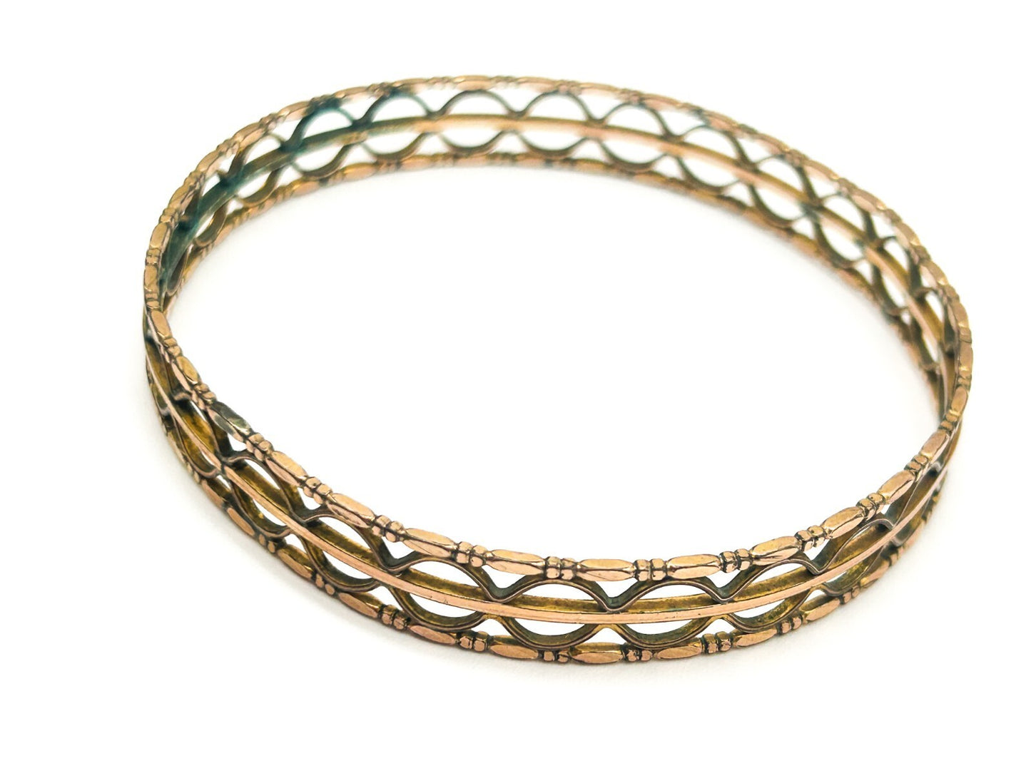 Antique Rolled Gold Openwork Bangle Art Deco Geometric Hallmarked 7cm