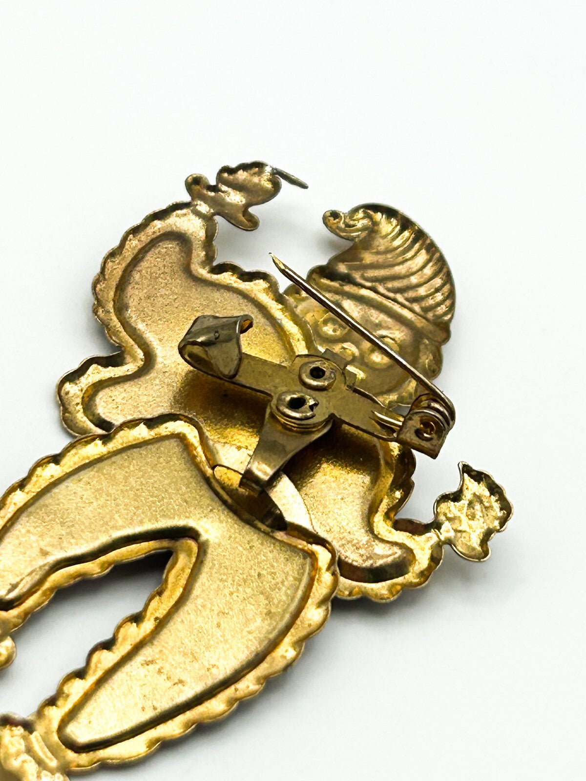 Articulated Clown Brooch Gold Tone Glitter Jester Pin