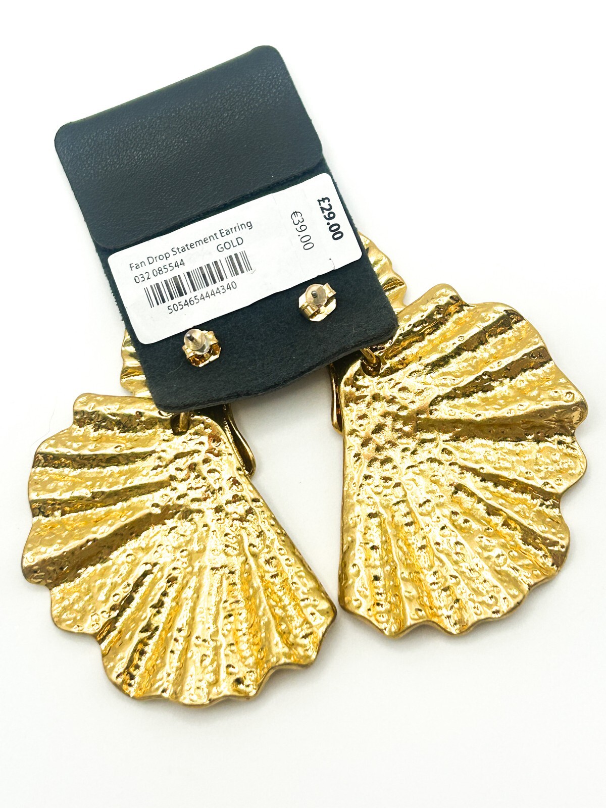 New on Card Mint Velvet Gold Tone Fan Design Earrings