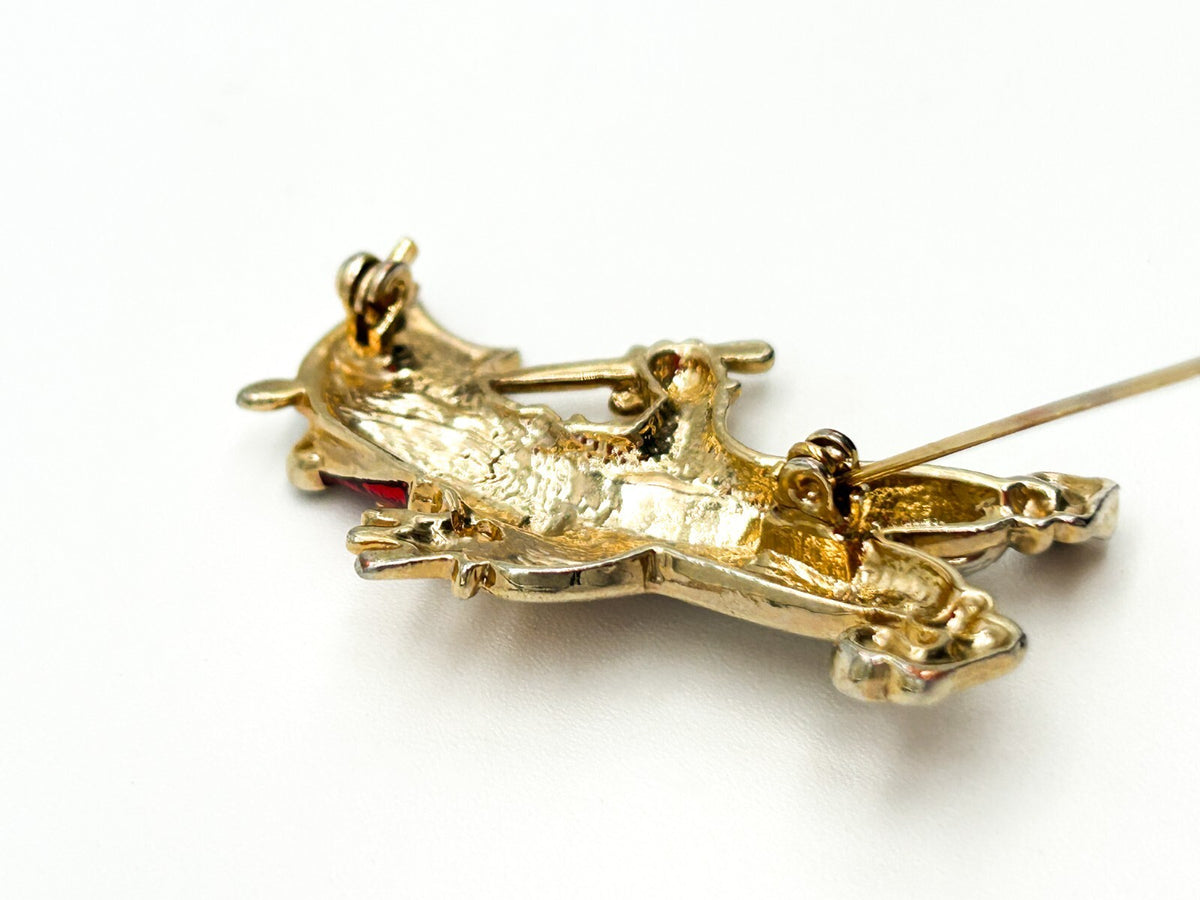 Vintage Enamel Clown Brooch with Umbrella