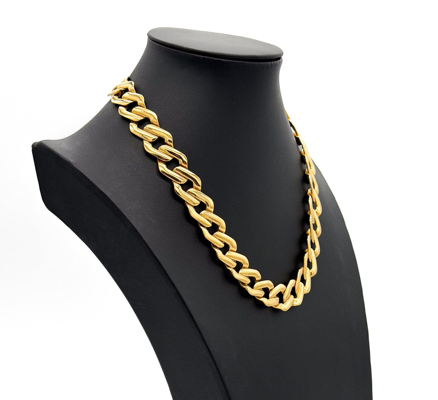 Chunky Gold Curb Chain Necklace Lightweight Link Choker 18.5”