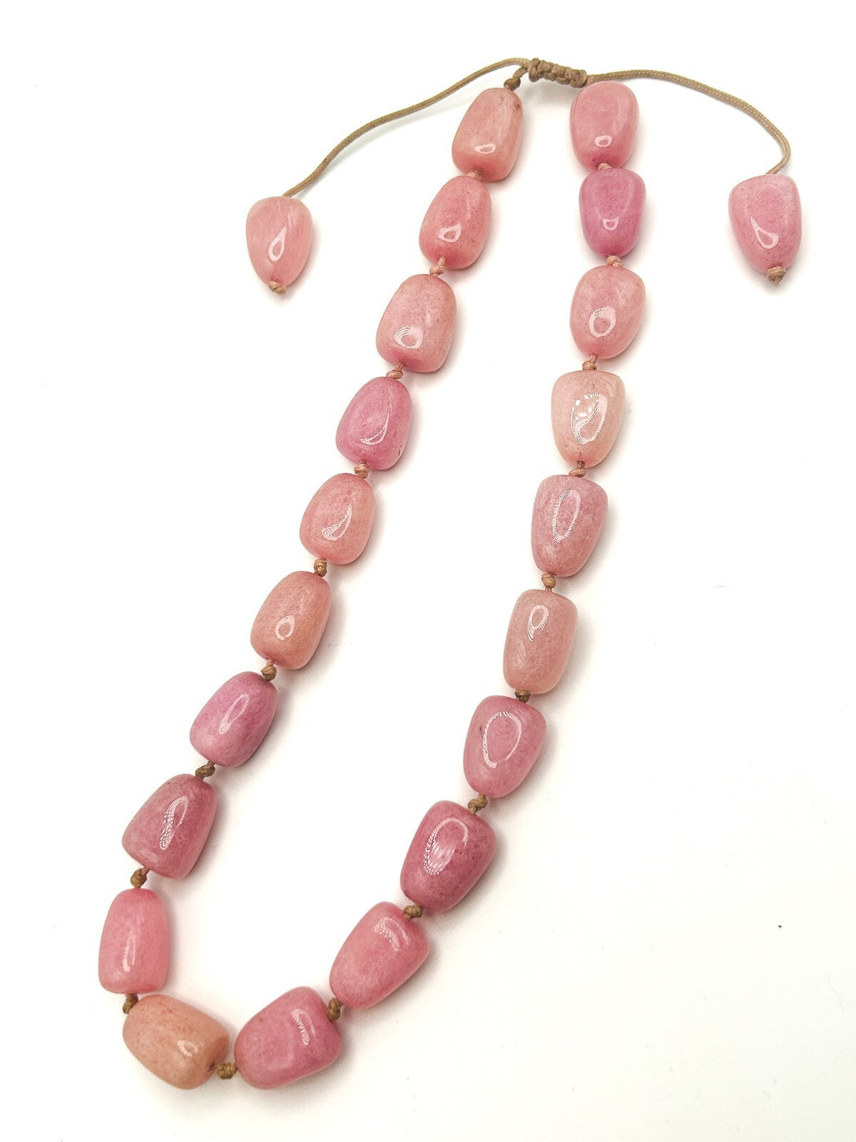 Lola Rose Pink Jade Chunk Necklace – Adjustable Cord boho