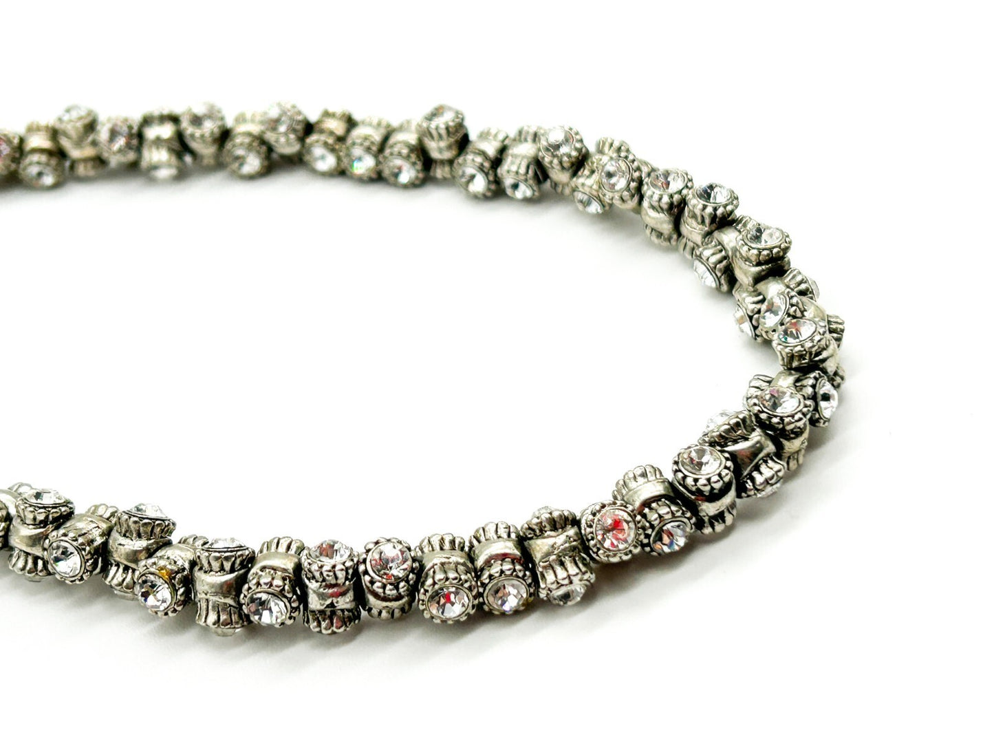 Roderigo Otazu Swarovski Crystal Silver Tone Barrel Choker Statement Necklace