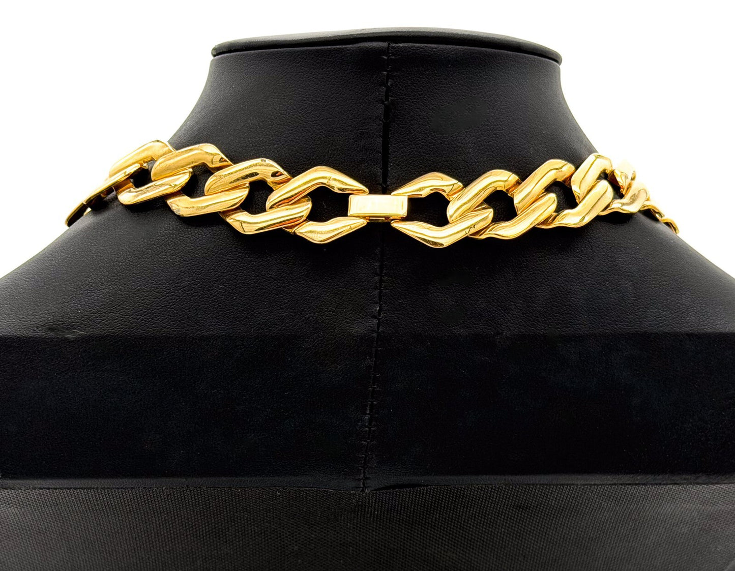 Chunky Gold Curb Chain Necklace Lightweight Link Choker 18.5”