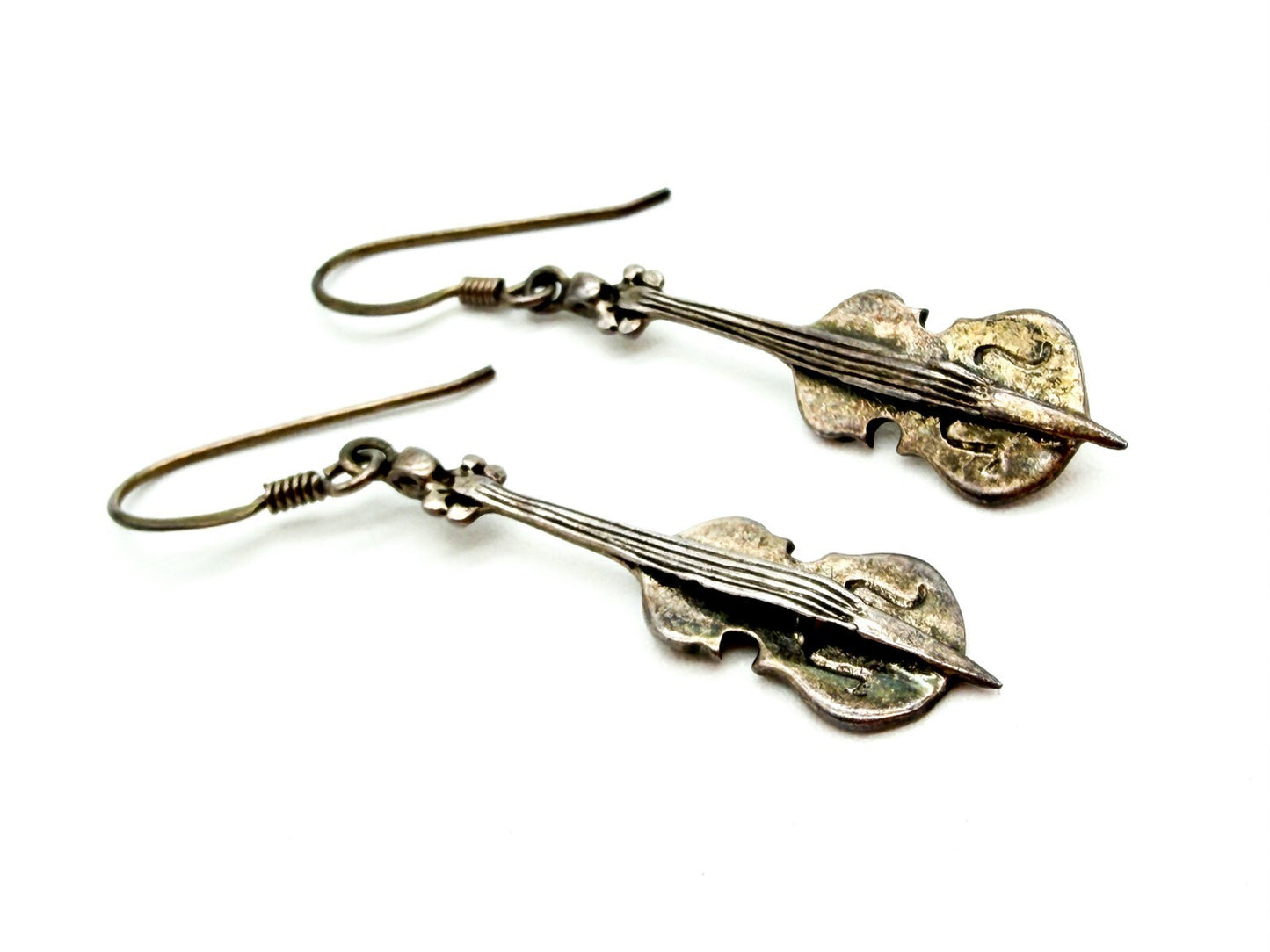Sterling Silver 925 Double Bass Earrings Strings Instrument Novelty Music Gift