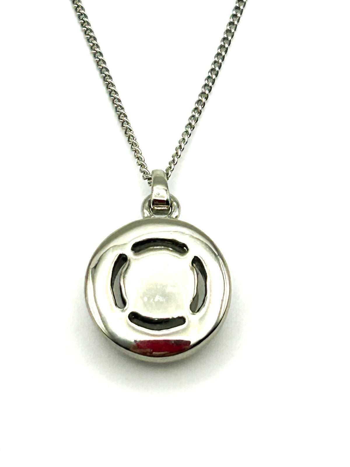 Silver Tone Crystal Halo Pendant Necklace – Round Solitaire with Pavé Frame