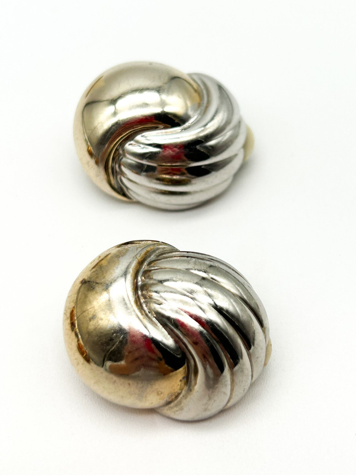 Vintage Chunky Gold and Silver Tone and Enamel Clip On Earrings Bundle 80s Retro