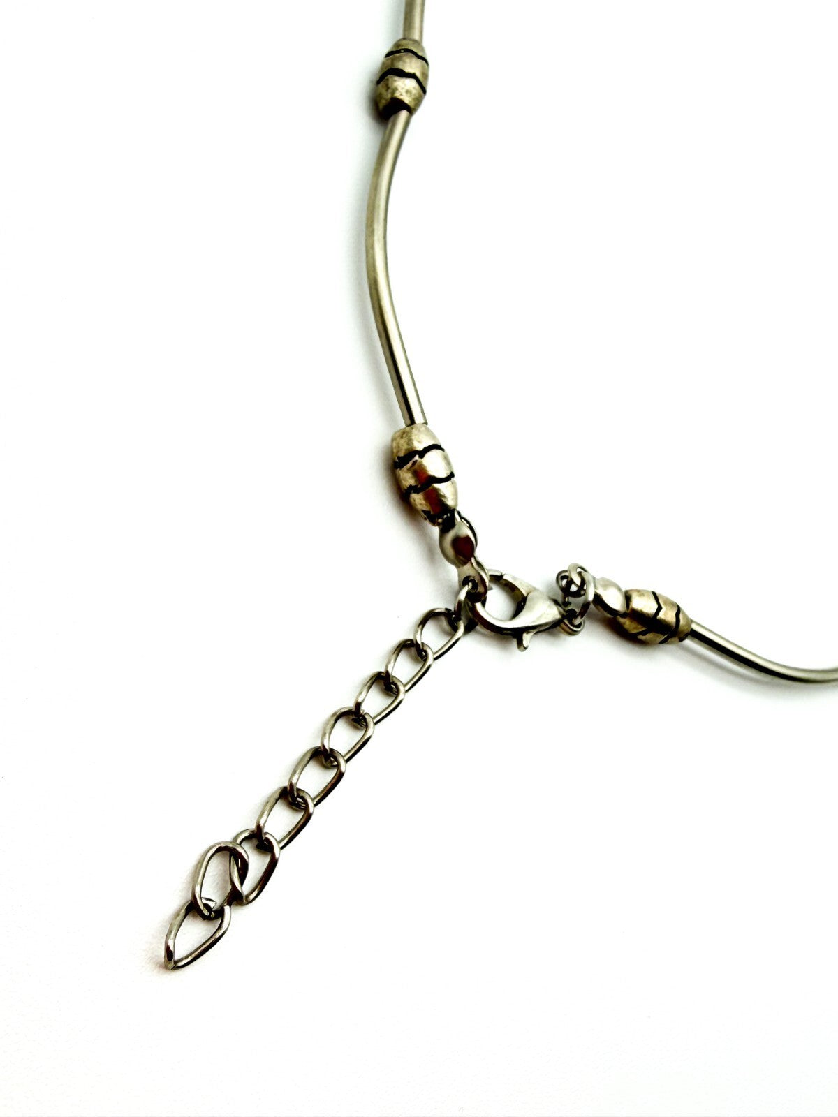 Elephant Pendant Necklace Silver Tone Beaded Tribal Boho Style Animal Charm Cute