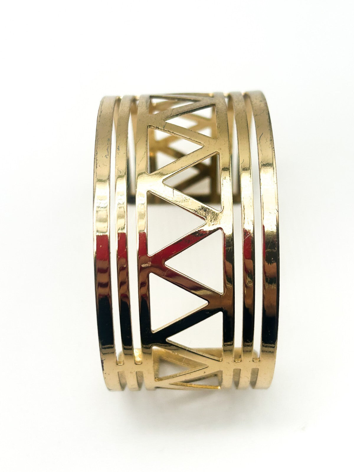 Modern Bangle Bundle Silver Tone Hinged Wavy Bangle Gold Tone Geometric Cuff