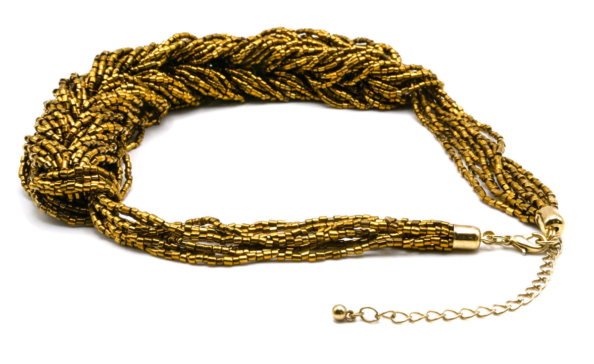Braided Bronze Bead Choker