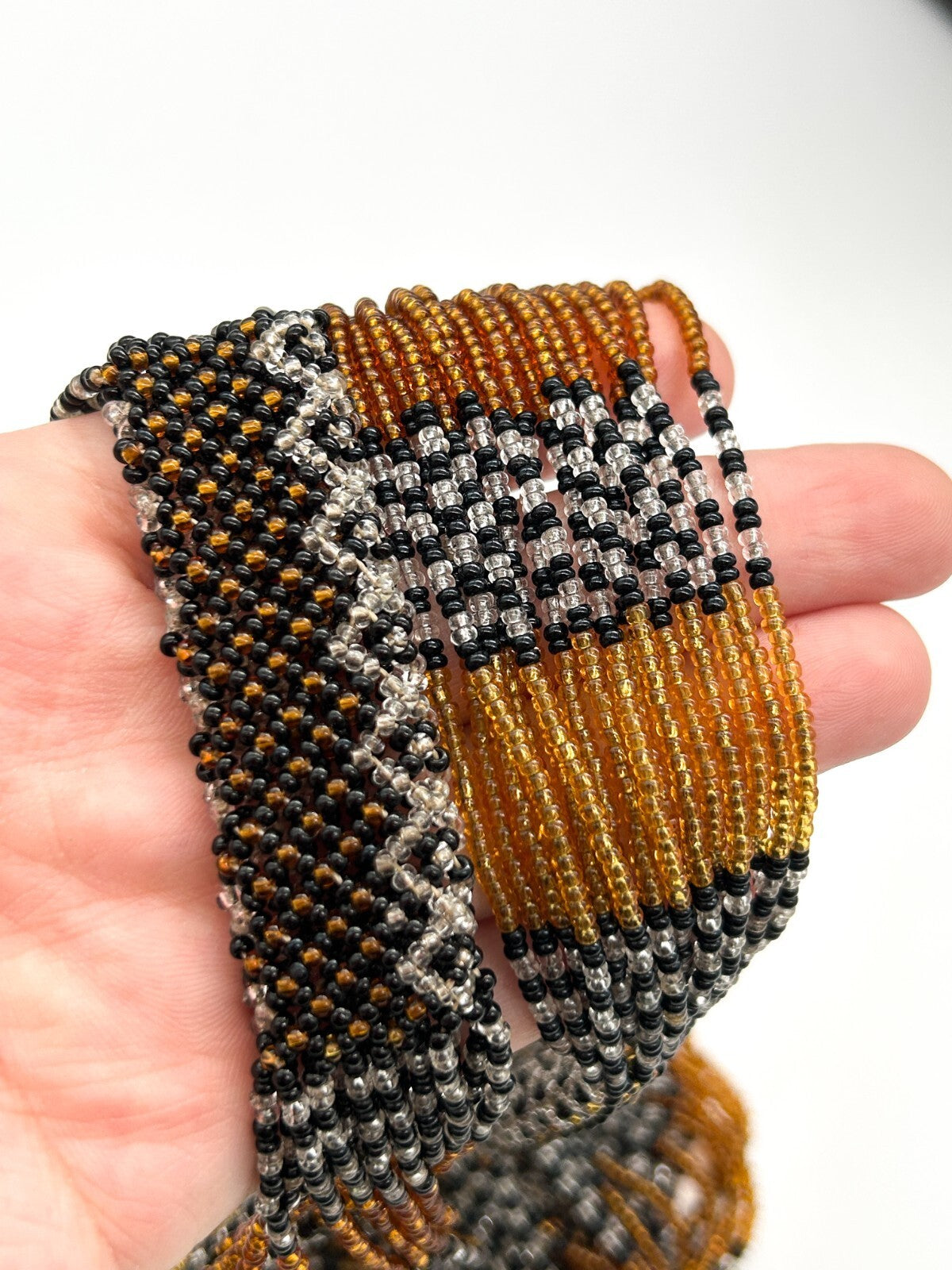 Vintage Hand Woven Seed Bead Necklace 16 Strand Geometric Artisan Jewellery