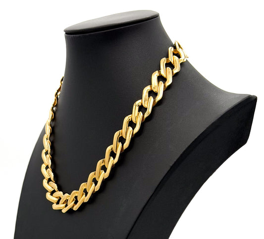 Chunky Gold Curb Chain Necklace Lightweight Link Choker 18.5”