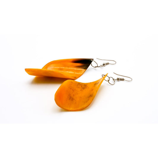 Large Curled Dangle Boho Statement Earrings - Organic Material