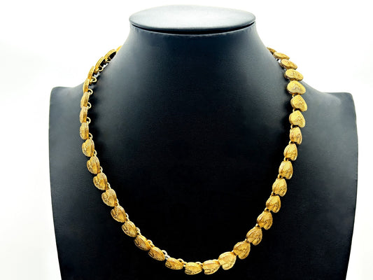 Vintage Yves Rocher Love Heart Necklace Gold Tone Articulated Link Statement 18”