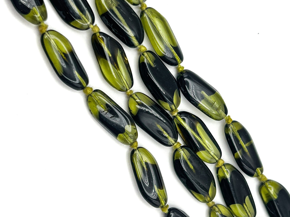 Olive Green & Black Gorgeous Glass Hand-Knotted Long Beaded Necklace