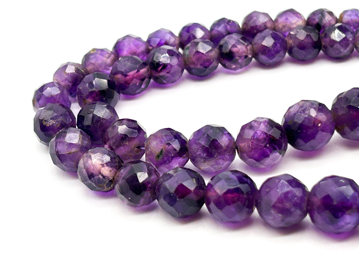 Vintage Graduated Faceted Amethyst Bead Necklace – Purple Gemstone Strand 23.5”